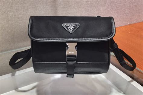 prada nylon and saffiano cell phone case with shoulder strap